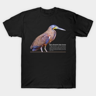 Bare-throated tiger heron tropical bird white text T-Shirt